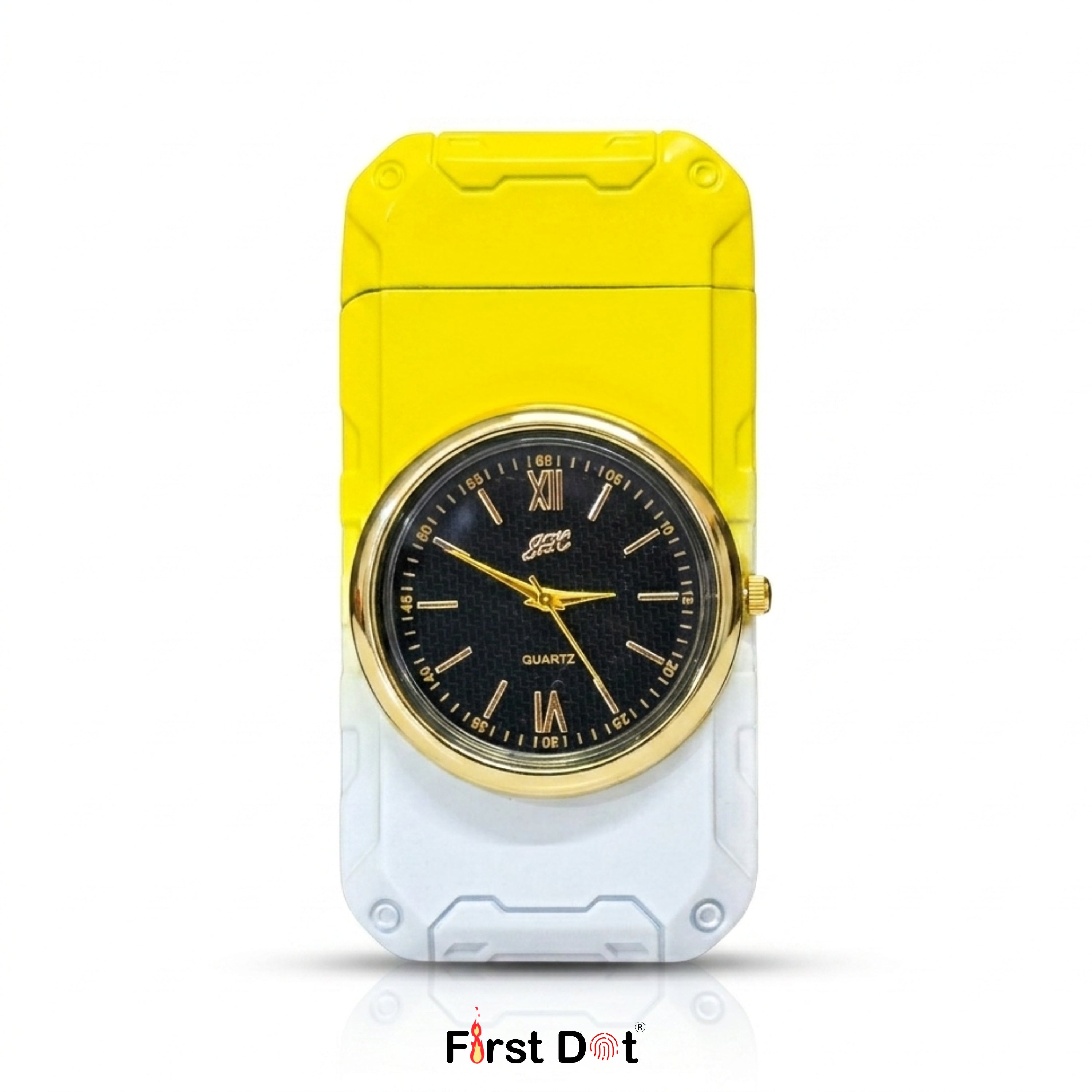 First Dot ChronoFlame Dual Flame Butane Lighter with Analog Watch