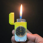 First Dot ChronoFlame Dual Flame Butane Lighter with Analog Watch