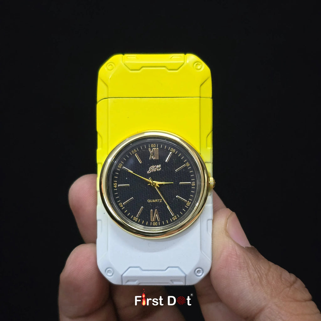 First Dot ChronoFlame Dual Flame Butane Lighter with Analog Watch