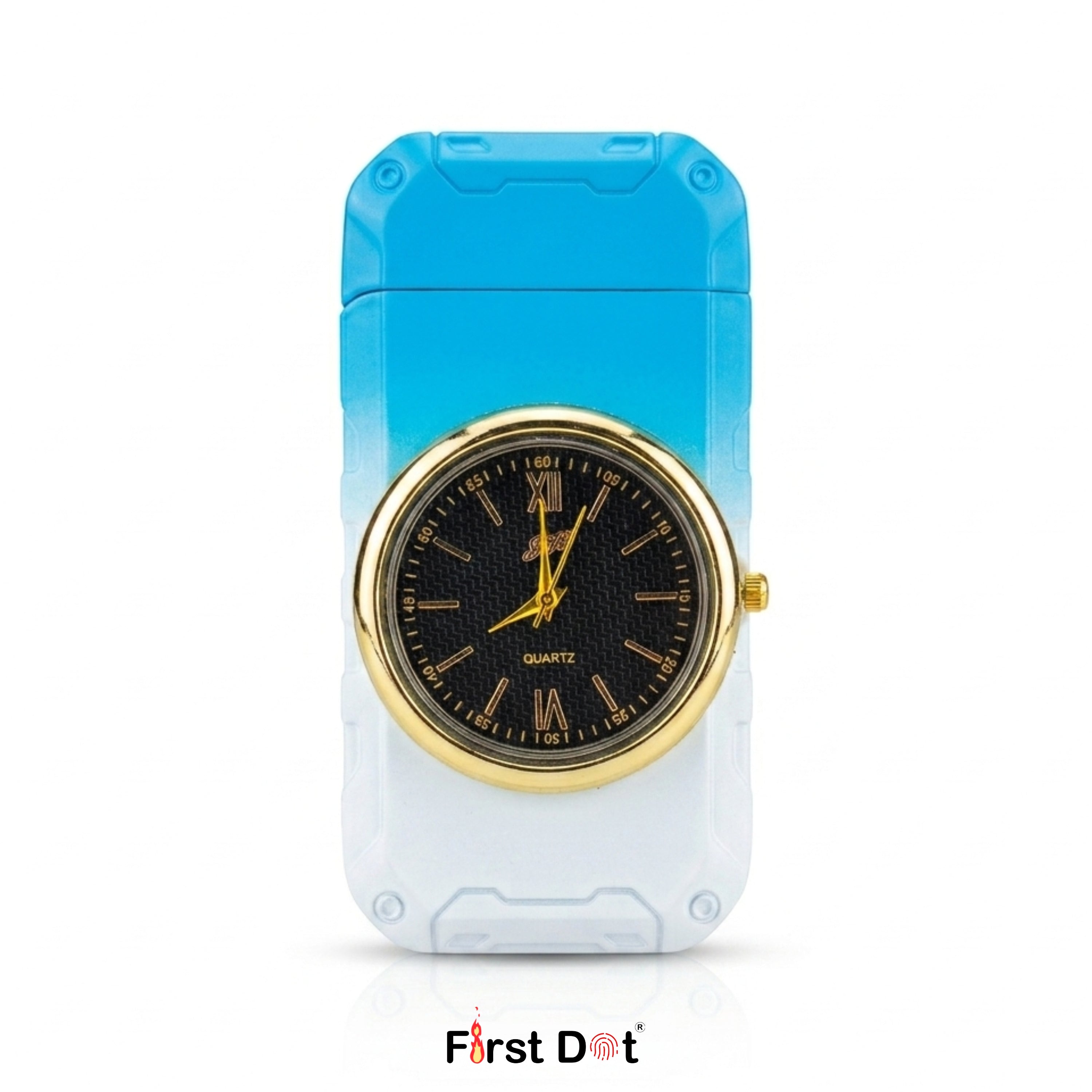 First Dot ChronoFlame Dual Flame Butane Lighter with Analog Watch