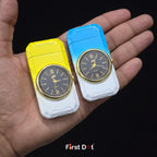 First Dot ChronoFlame Dual Flame Butane Lighter with Analog Watch