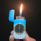 First Dot ChronoFlame Dual Flame Butane Lighter with Analog Watch