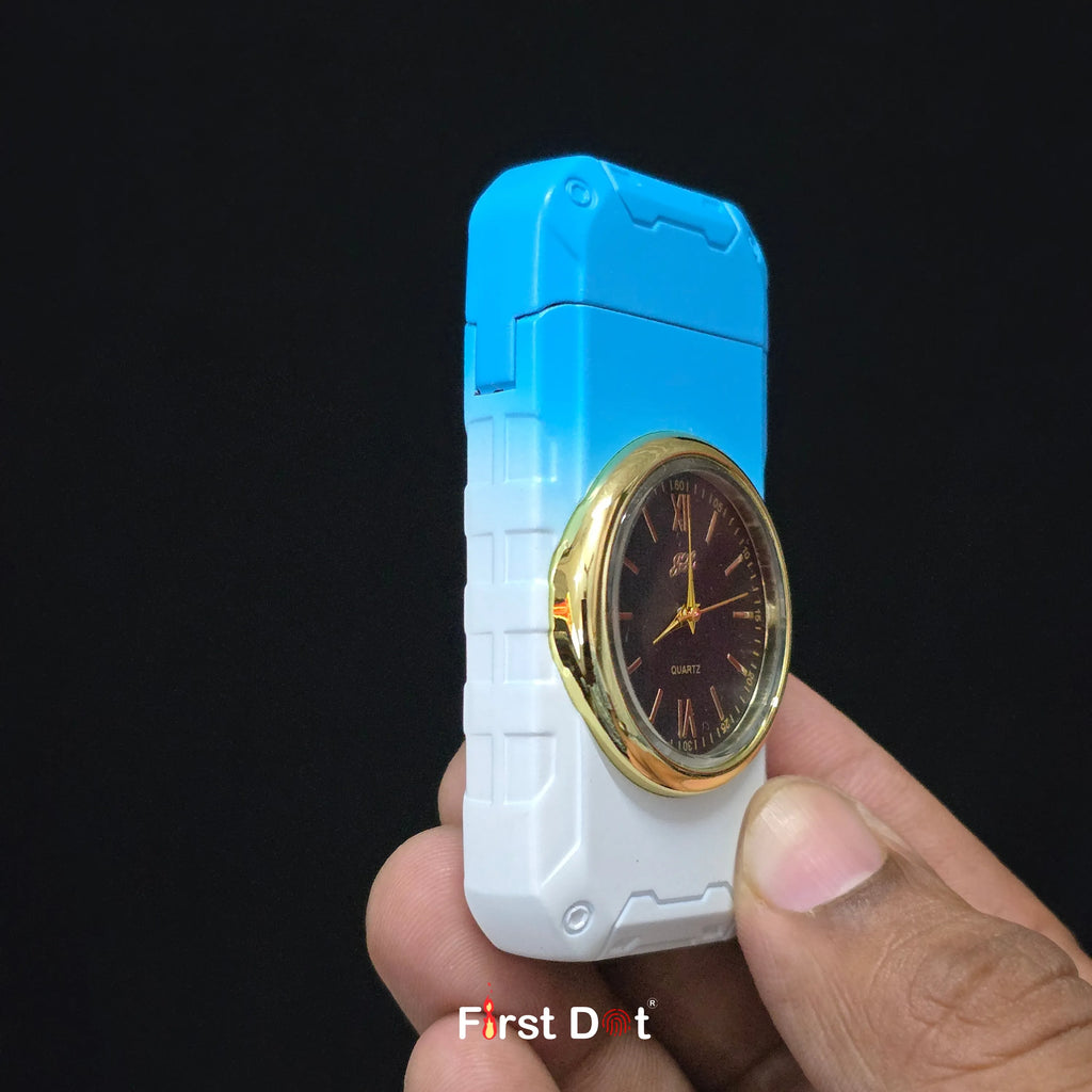 First Dot ChronoFlame Dual Flame Butane Lighter with Analog Watch