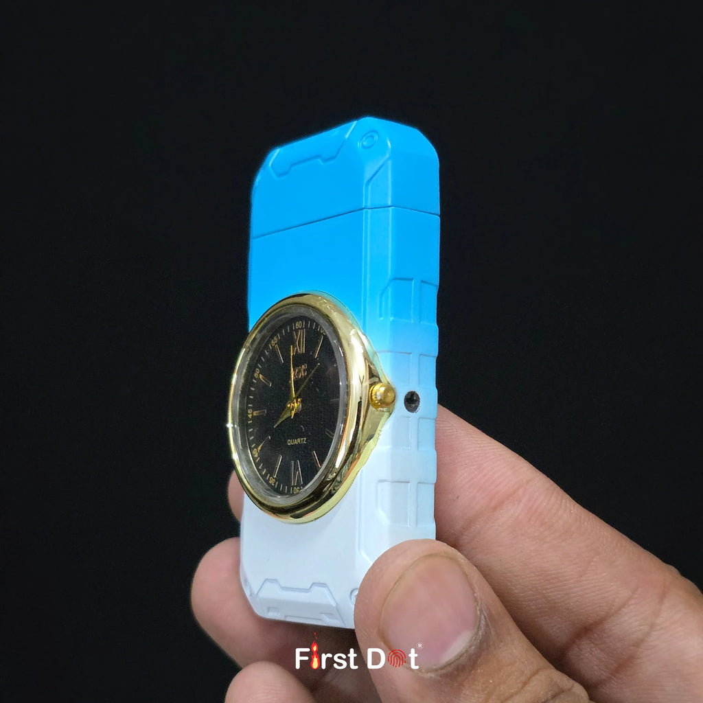 First Dot ChronoFlame Dual Flame Butane Lighter with Analog Watch