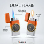 First Dot ChronoFlame Duo Flame Lighter with Inbuilt Analog Watch