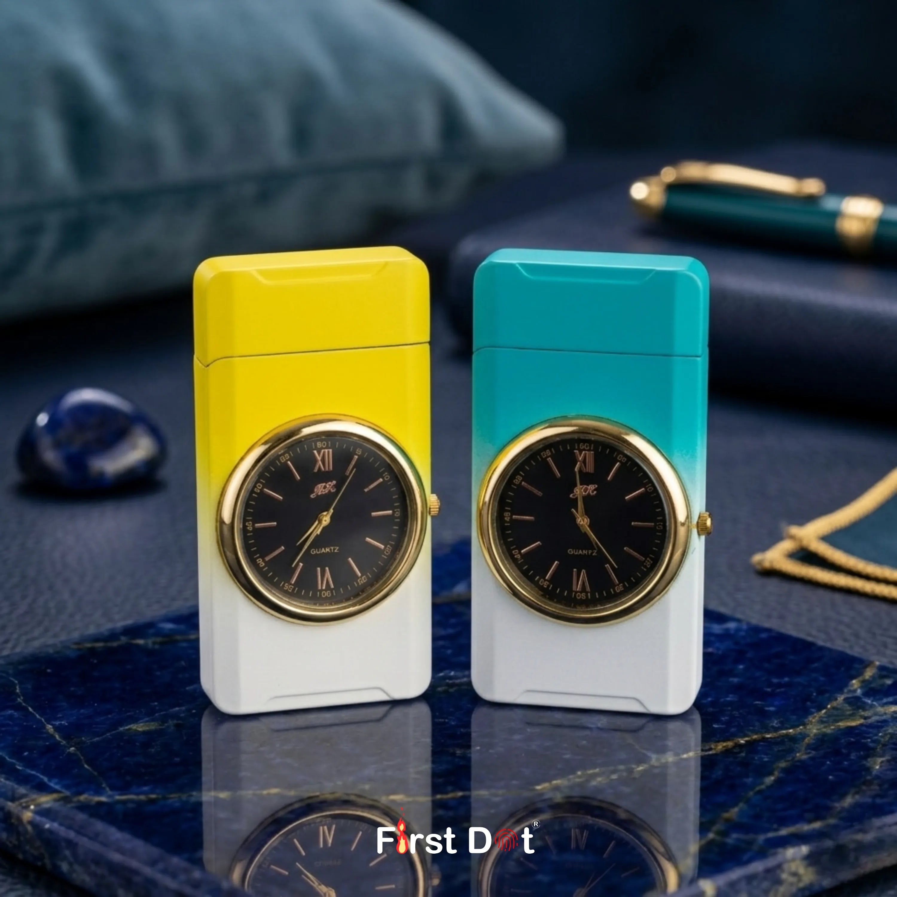 First Dot ChronoFlame Dual Flame Lighter with Inbuilt Analog Watch