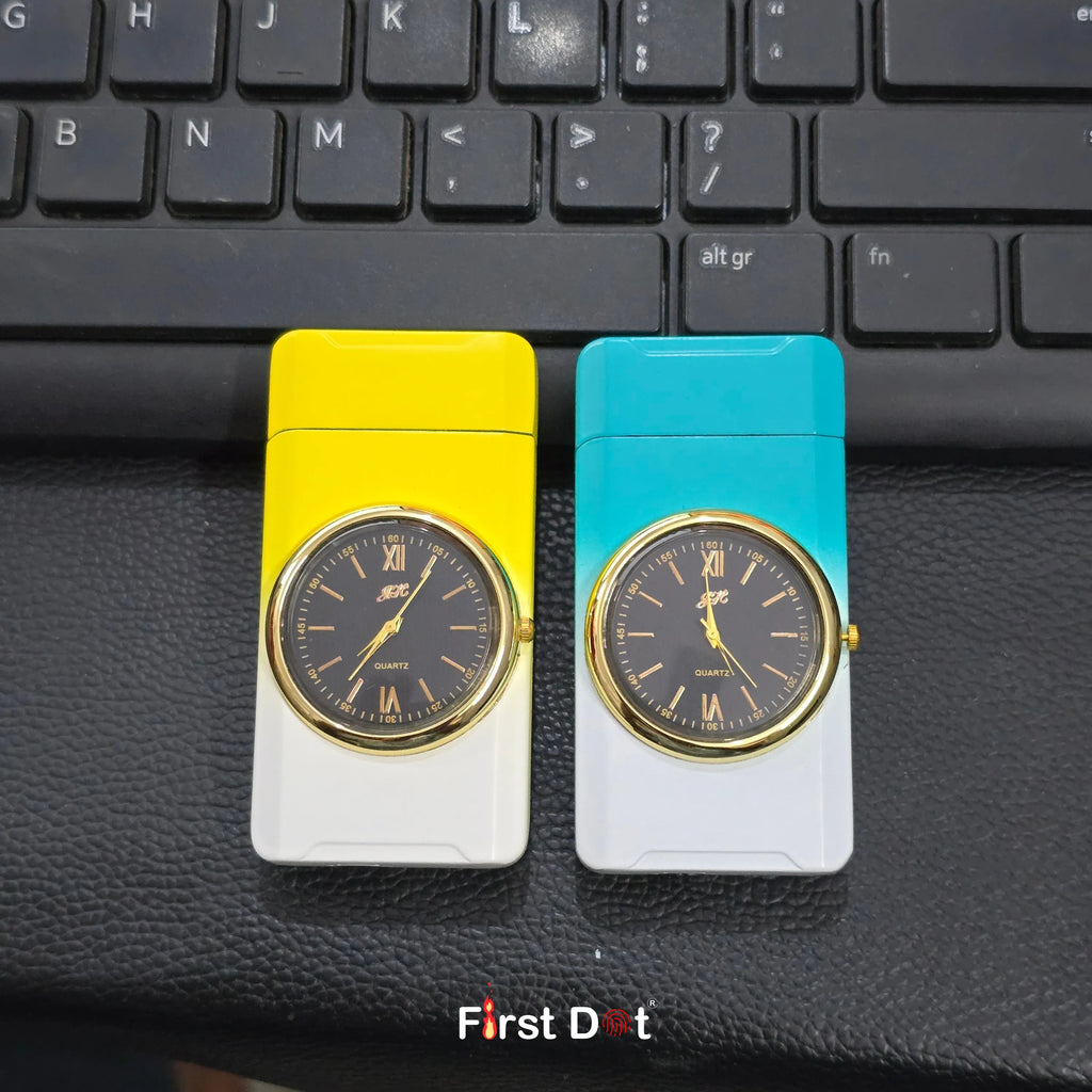 First Dot ChronoFlame Dual Flame Lighter with Inbuilt Analog Watch