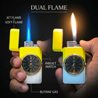 First Dot ChronoFlame Dual Flame Lighter with Inbuilt Analog Watch