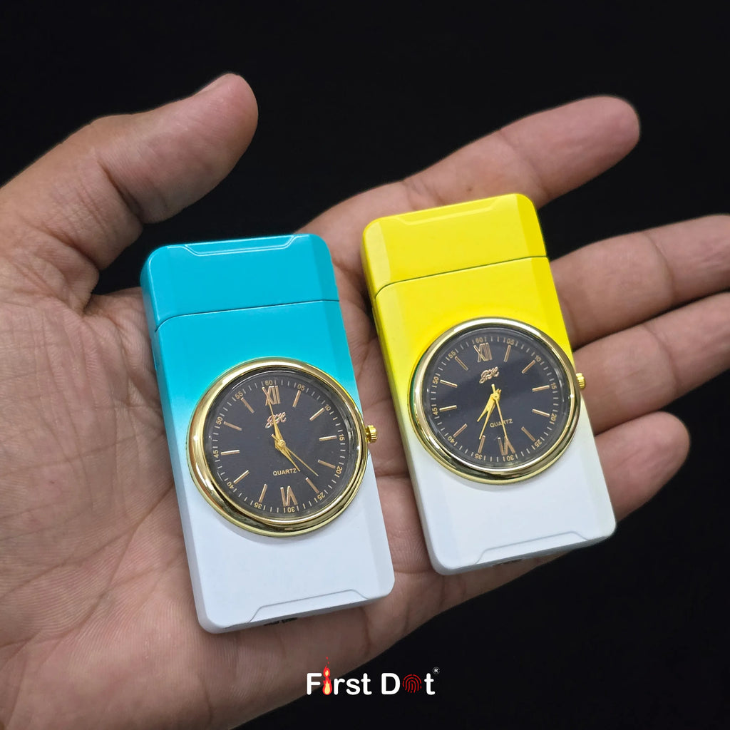 First Dot ChronoFlame Dual Flame Lighter with Inbuilt Analog Watch
