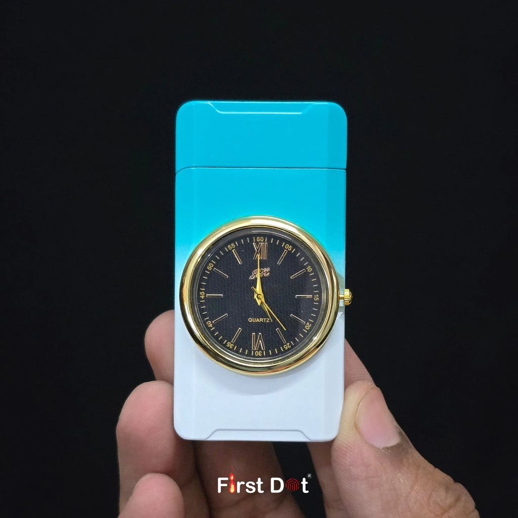 First Dot ChronoFlame Dual Flame Lighter with Inbuilt Analog Watch