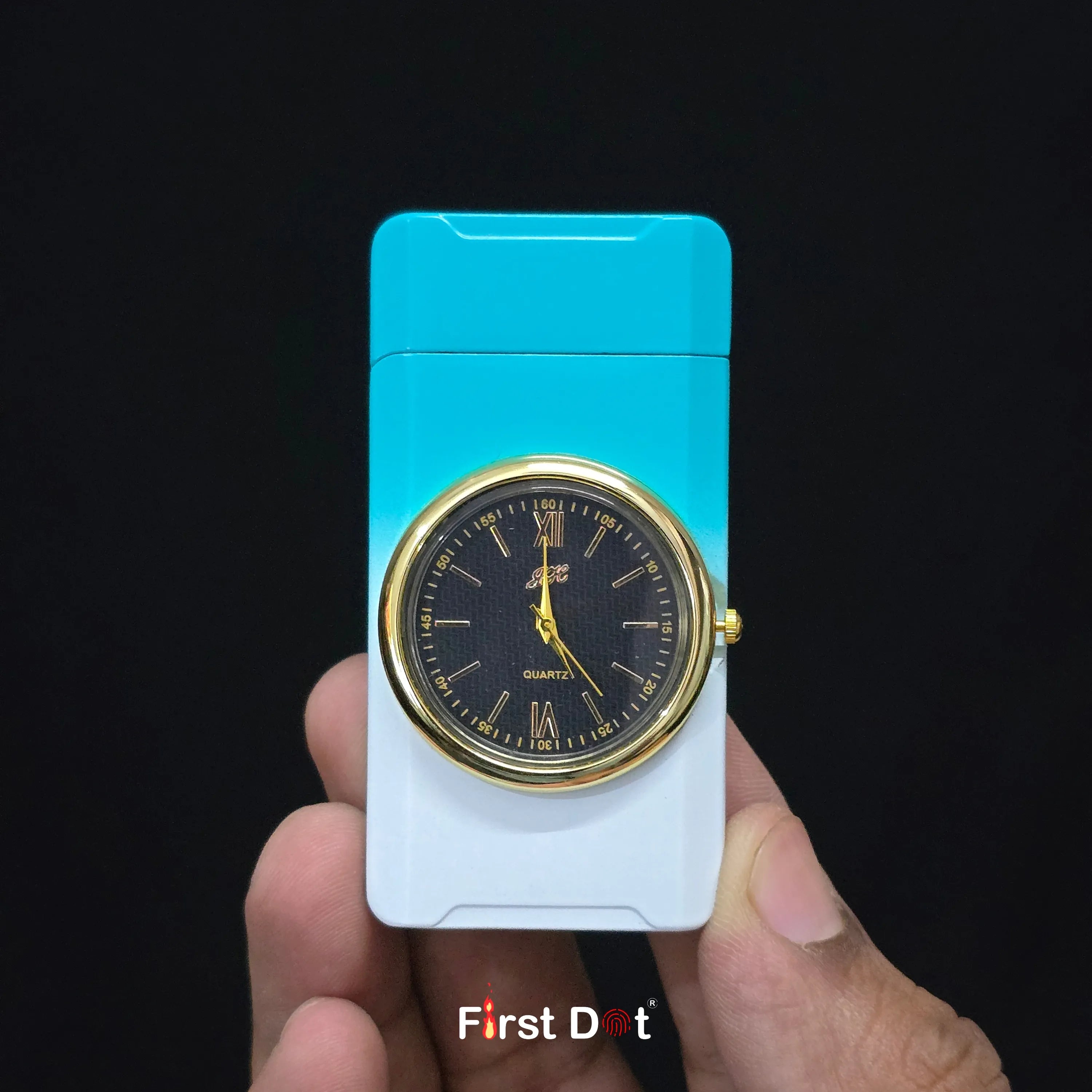 First Dot ChronoFlame Dual Flame Lighter with Inbuilt Analog Watch