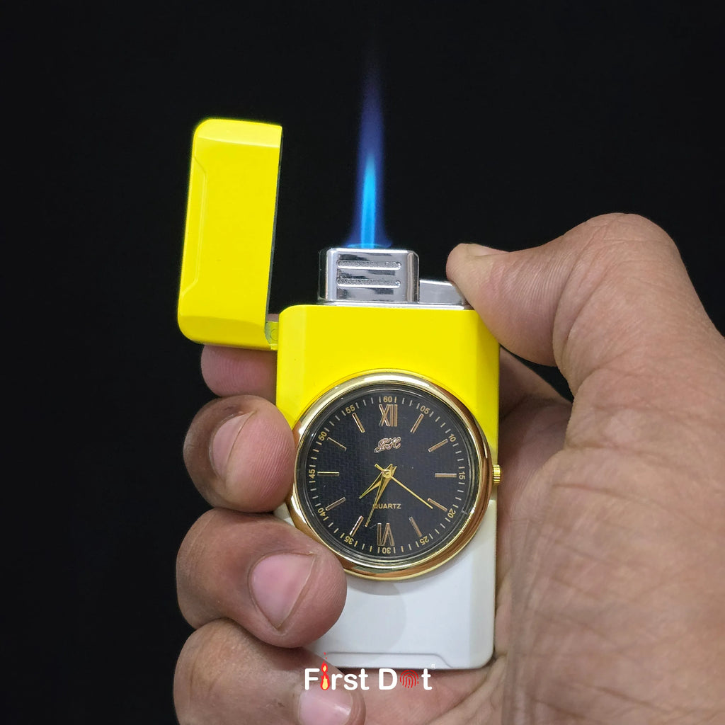 First Dot ChronoFlame Dual Flame Lighter with Inbuilt Analog Watch