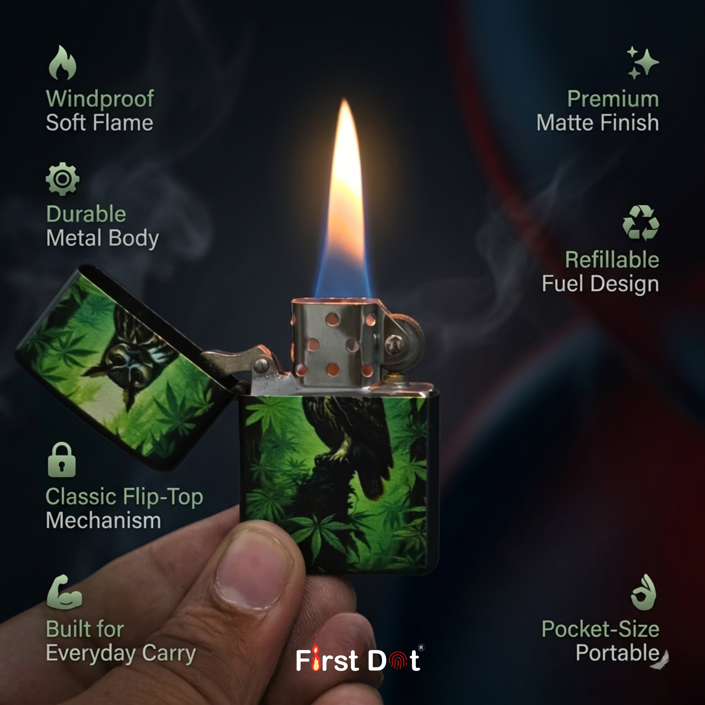 First Dot Classic Forest Guardian Cigarette Lighter