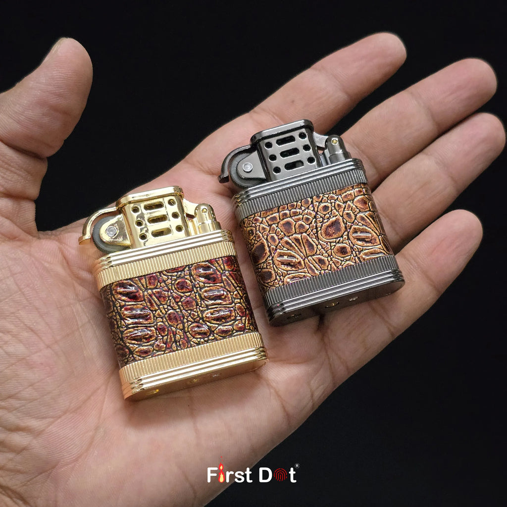 First Dot Classic Leather Wrap Metal Lighter