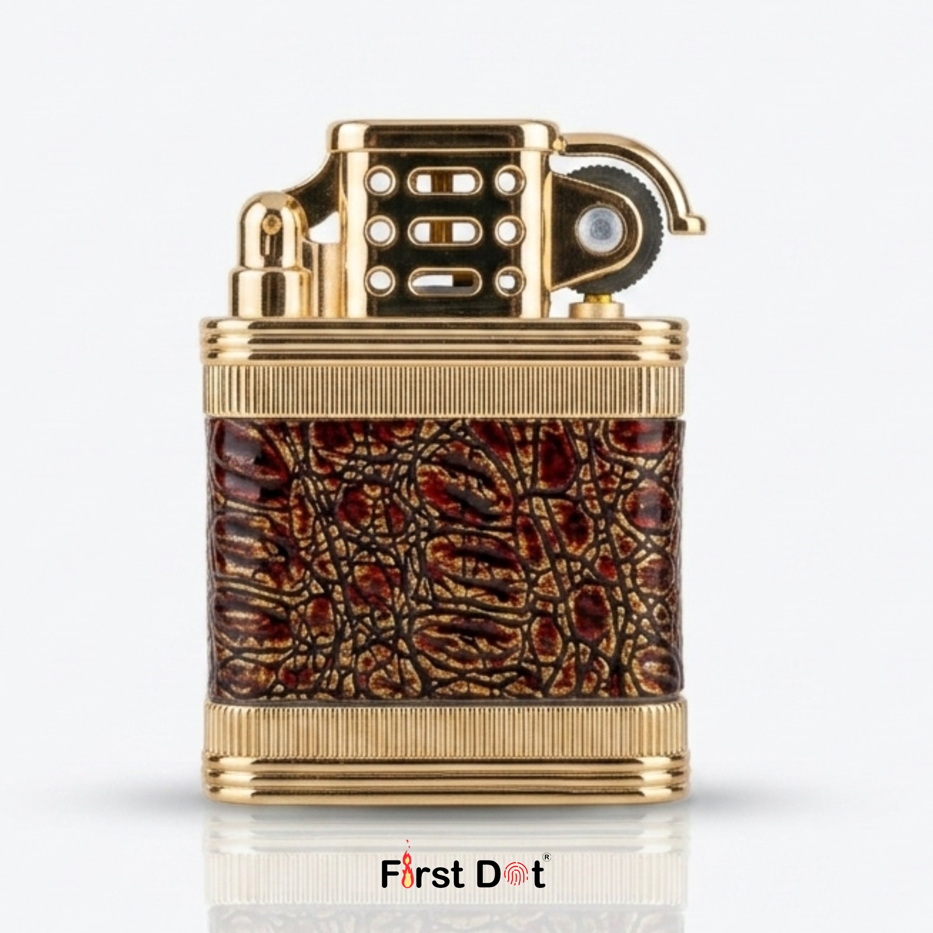 First Dot Classic Leather Wrap Metal Lighter
