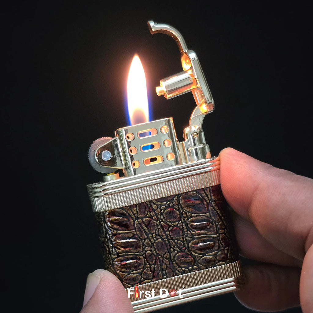 First Dot Classic Leather Wrap Metal Lighter