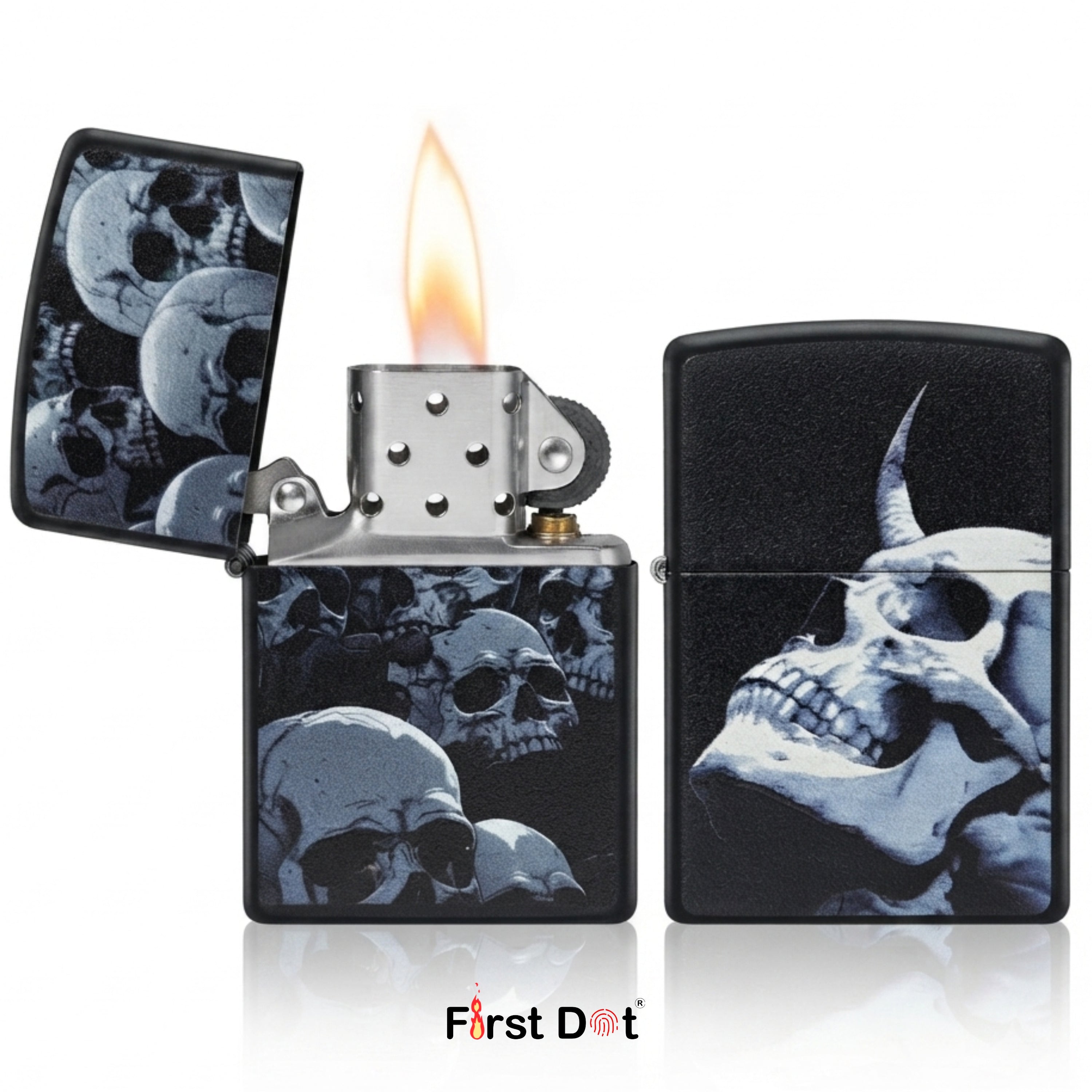 First Dot Dark Gothic Skull Art Lighters Pack of 2