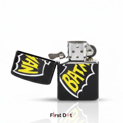 Zippo lighters with Batman logo on a white background