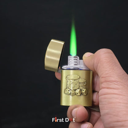 Dice Stack Cigarette Lighter – Windproof Green Jet Flame Gas Lighter