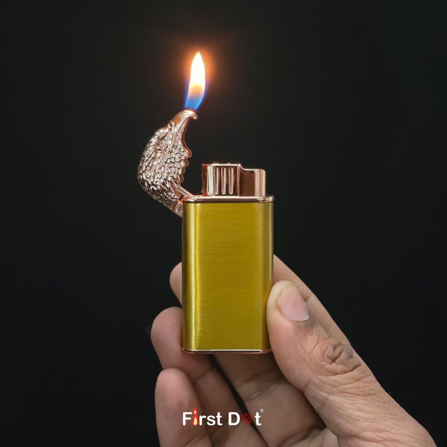Eagle Dual Flame Wind-Resistant Metal Lighter (Gold)