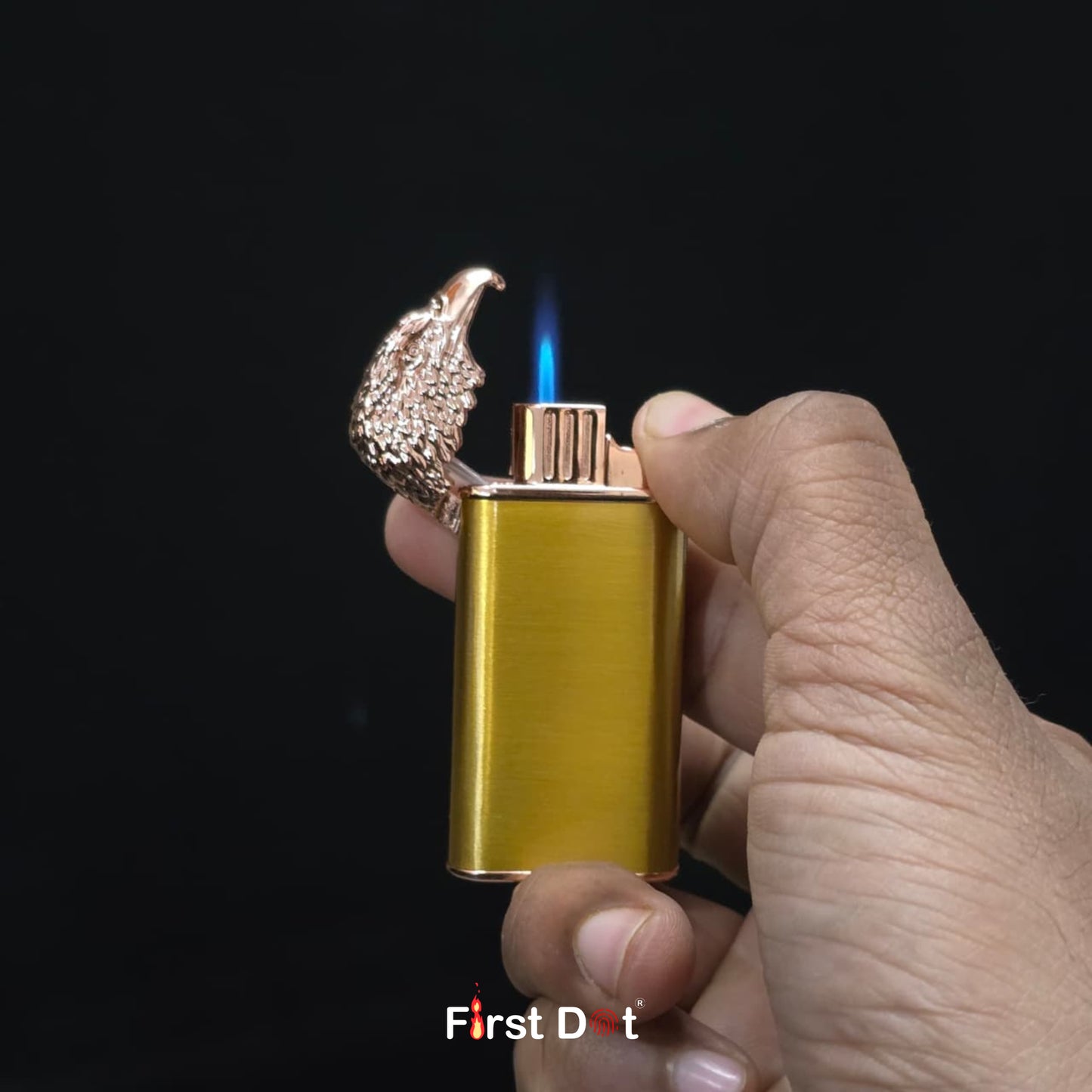 Eagle Dual Flame Wind-Resistant Metal Lighter (Gold)