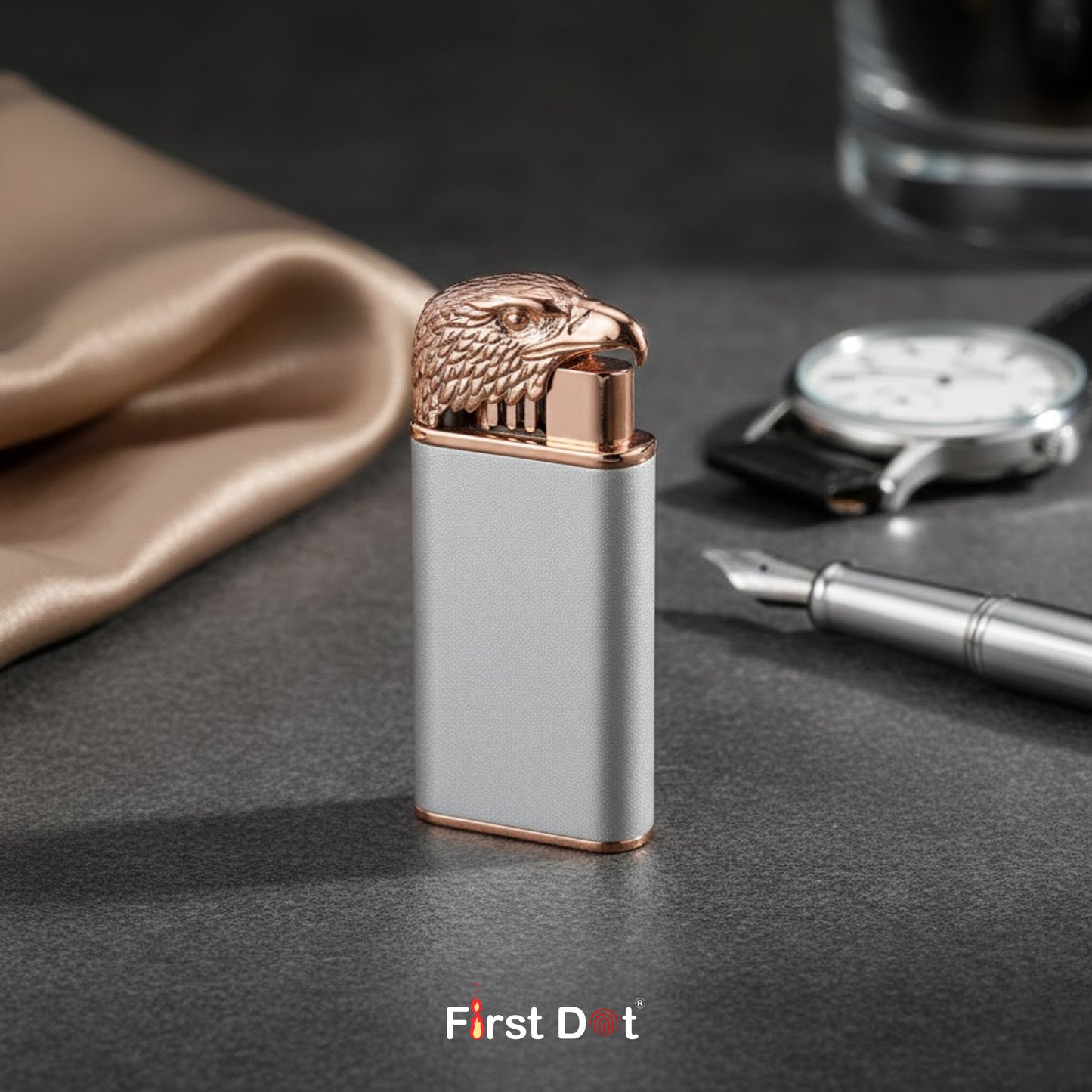 Eagle Dual Flame Wind-Resistant Metal Lighter (Silver)