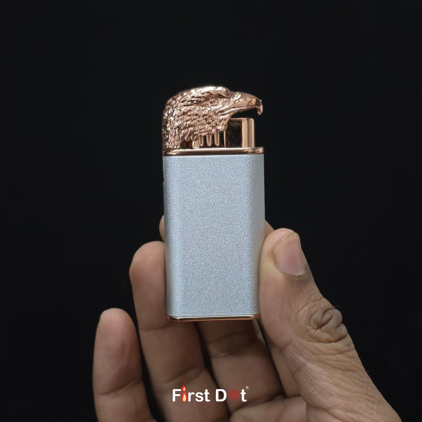 Eagle Dual Flame Wind-Resistant Metal Lighter (Silver)