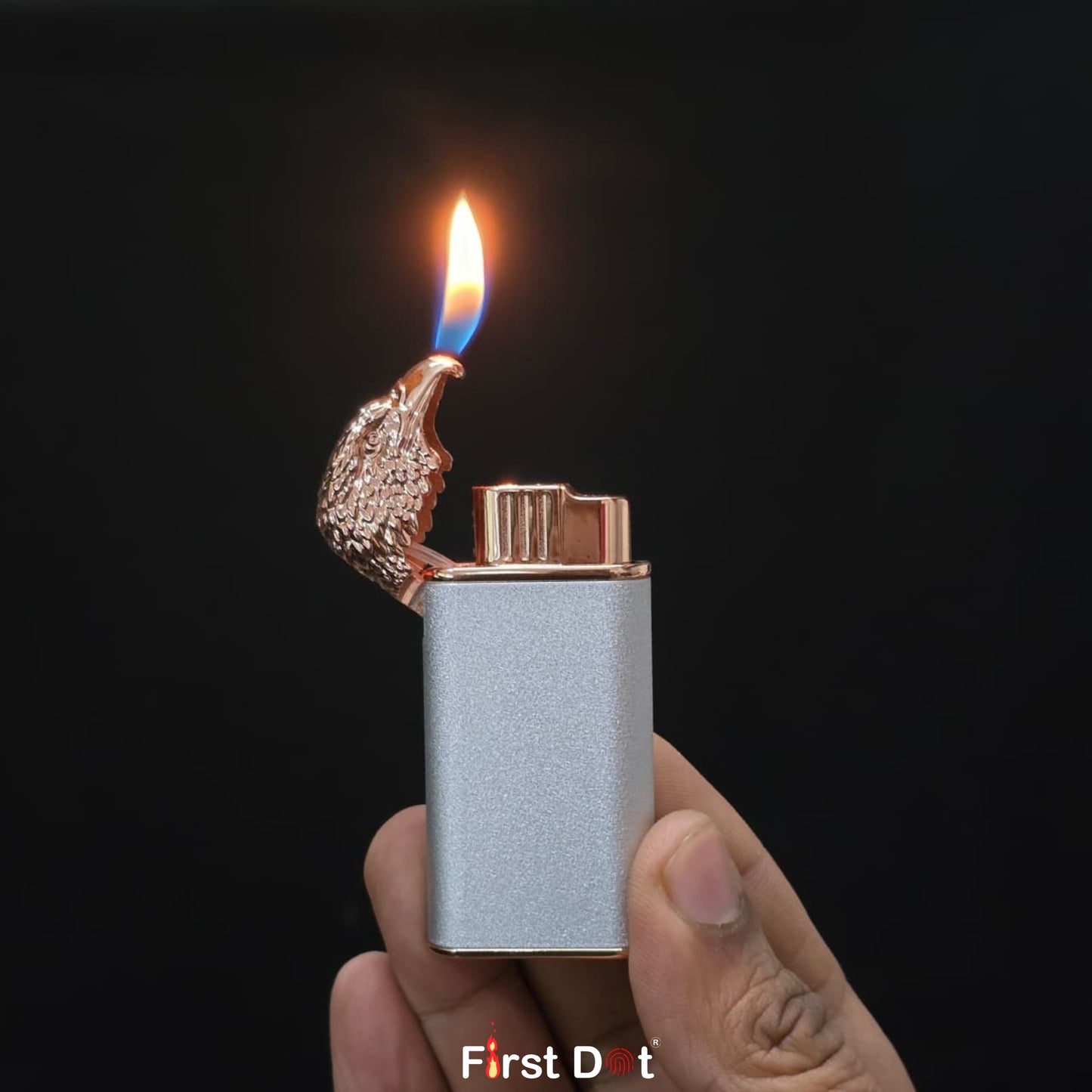 Eagle Dual Flame Wind-Resistant Metal Lighter (Silver)