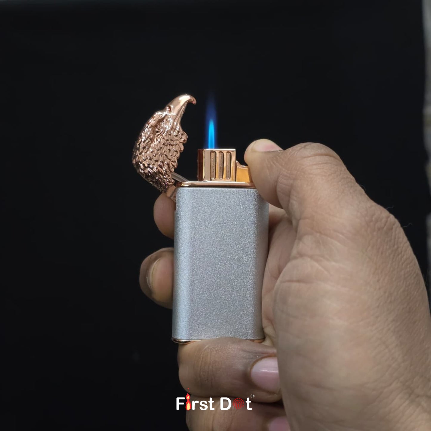 Eagle Dual Flame Wind-Resistant Metal Lighter (Silver)