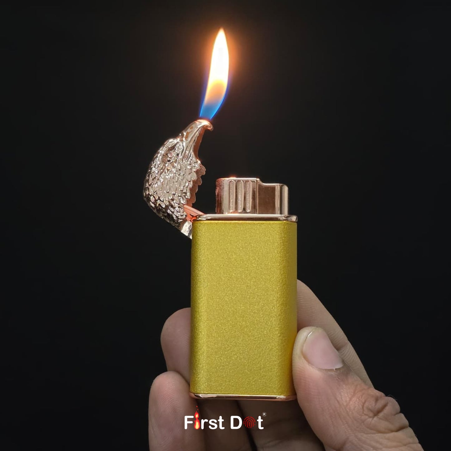 Eagle Dual Flame Wind-Resistant Metal Lighter (Matte Gold)