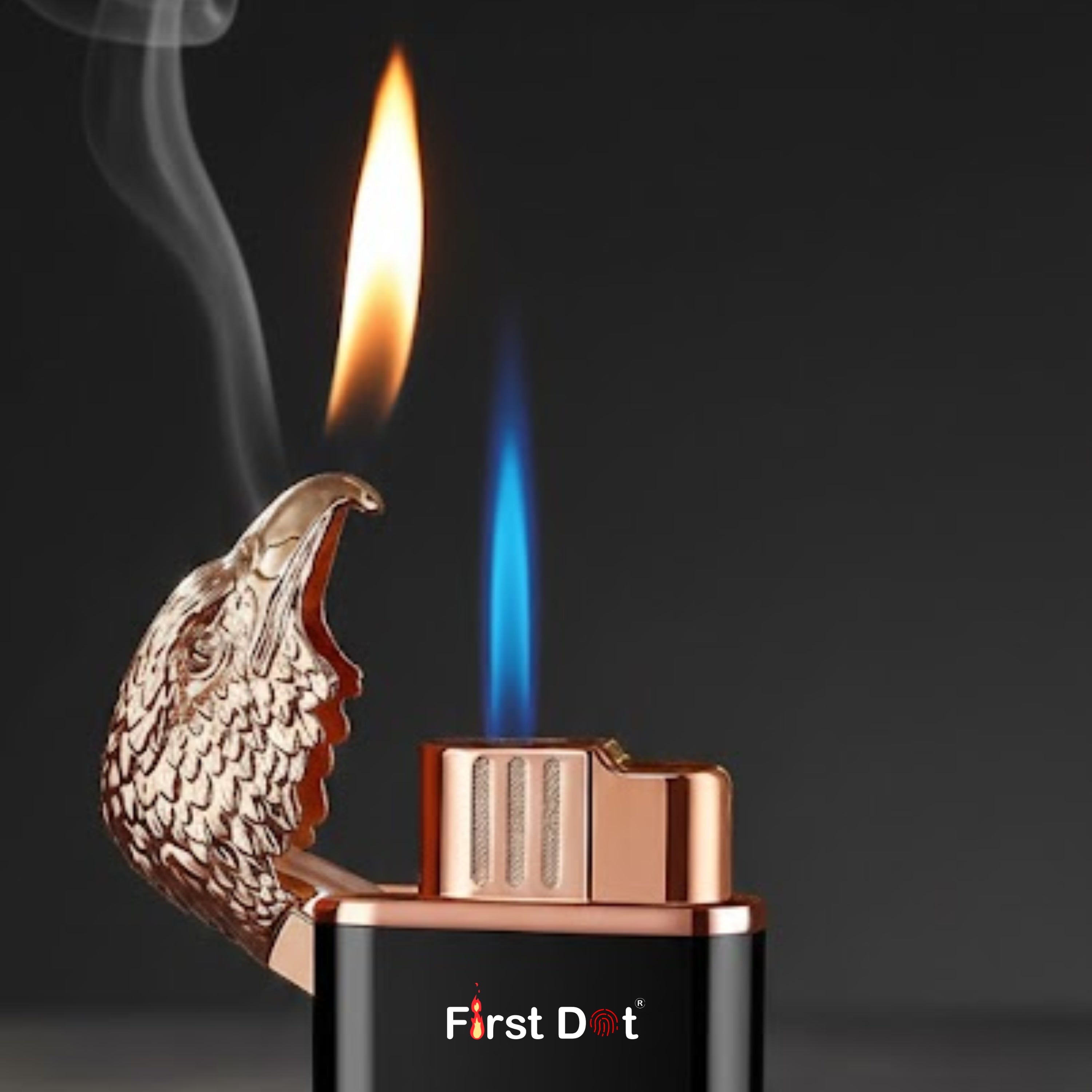 Eagle Dual Flame Wind-Resistant Metal Lighter (Matte Gold)