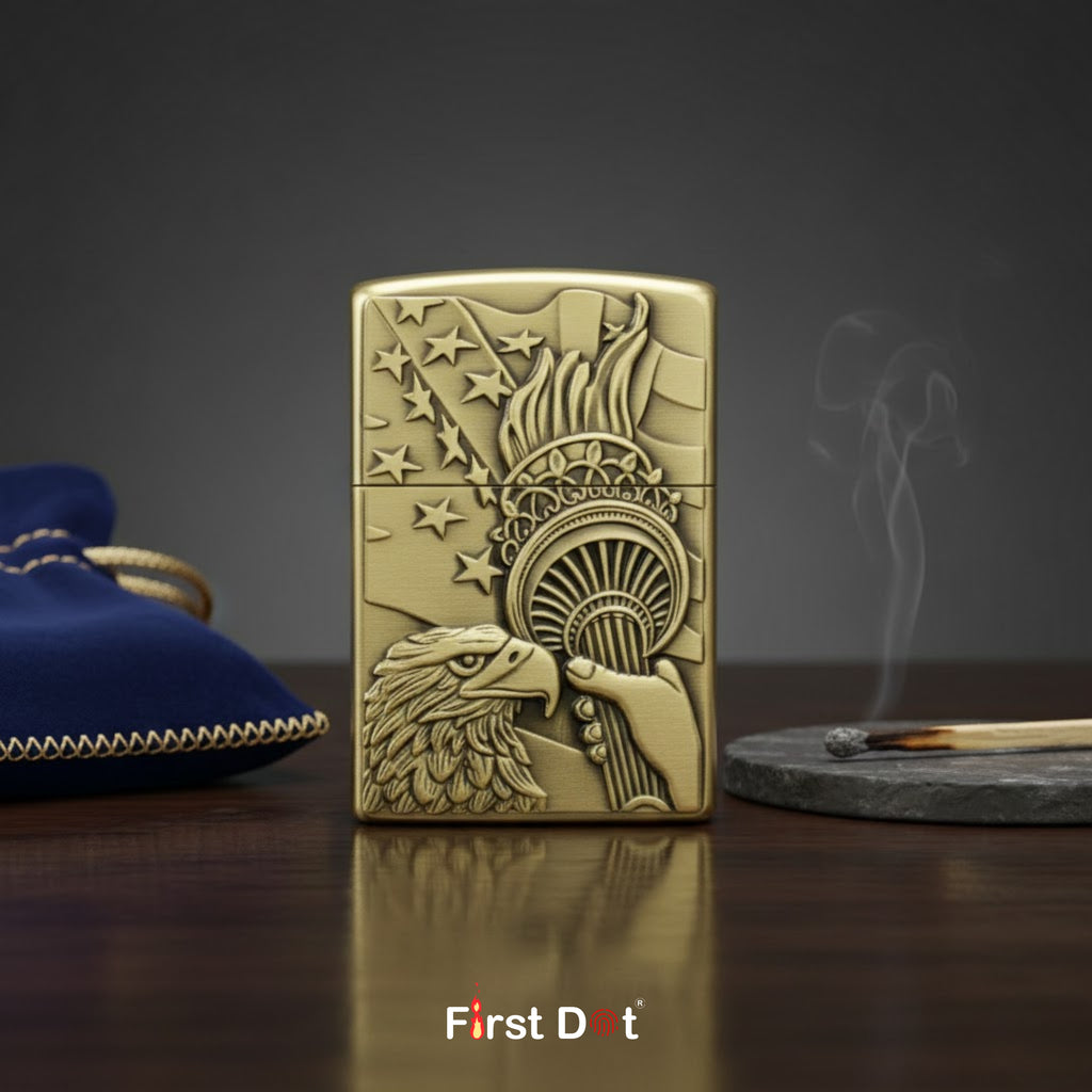 Eagle Liberty Engraved Metal Cigarette Lighter