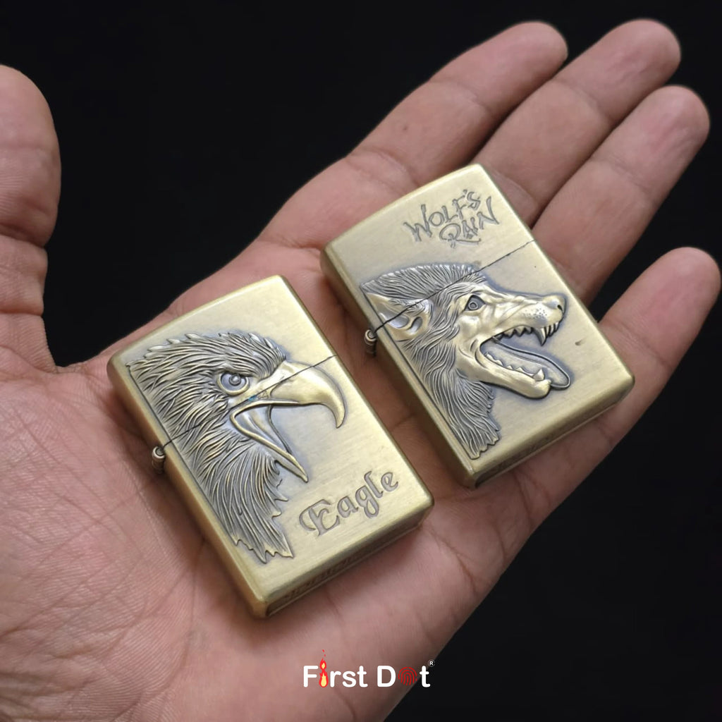 Eagle & Wolf Engraved Fluid Liquid Lighter