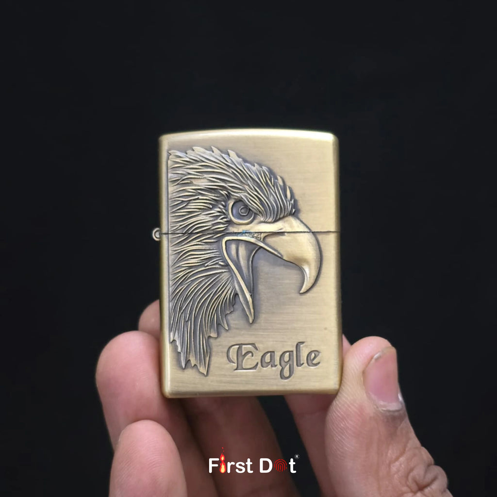 Eagle & Wolf Engraved Fluid Liquid Lighter