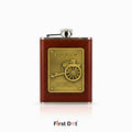 England Vintage Leather Hip Flask with Embossed Pocket Flask 8oz