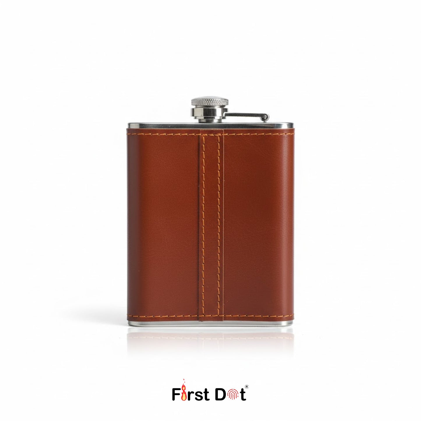 England Vintage Leather Hip Flask with Embossed Pocket Flask 8oz