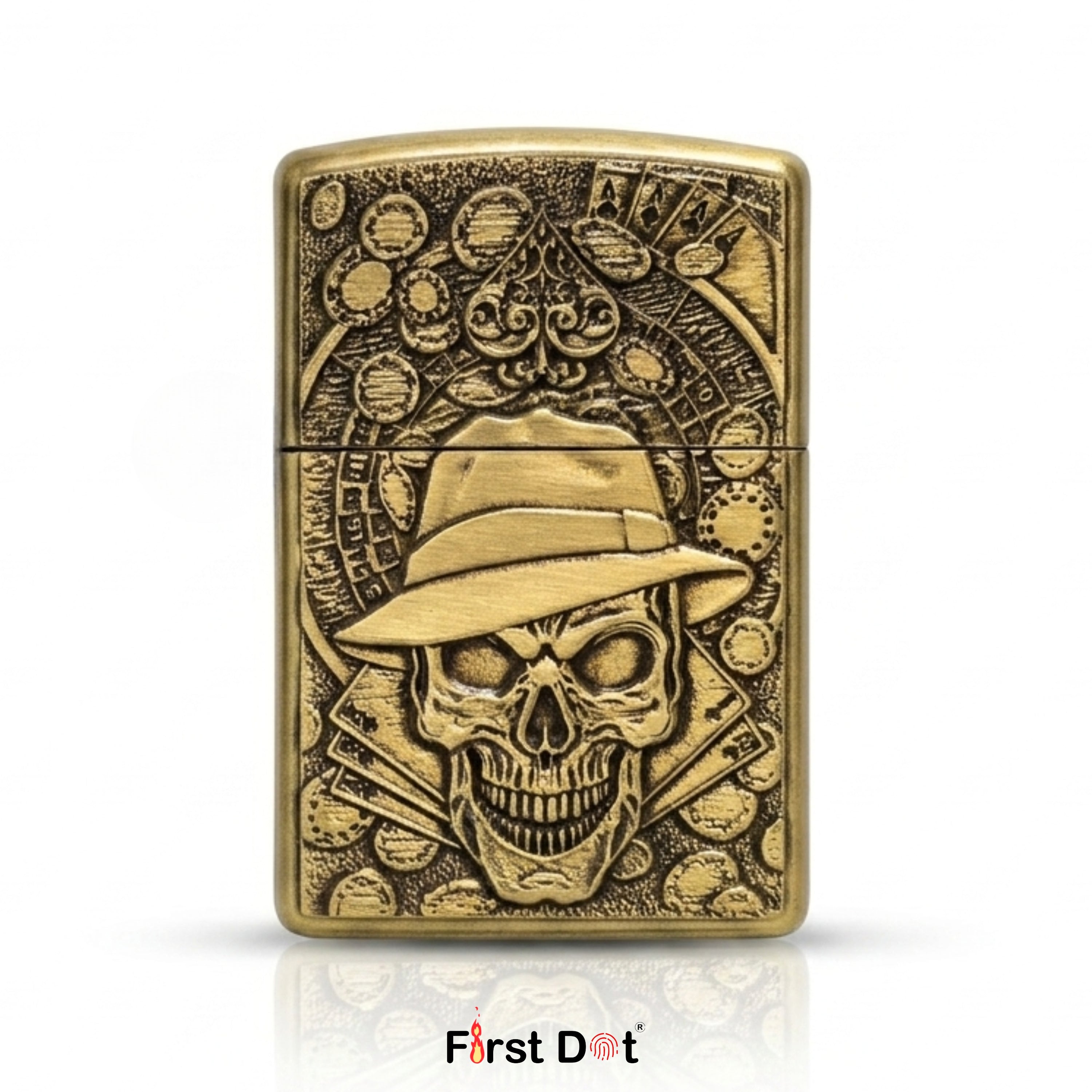 First Dot Gambling Skull Classic Windproof Lighter