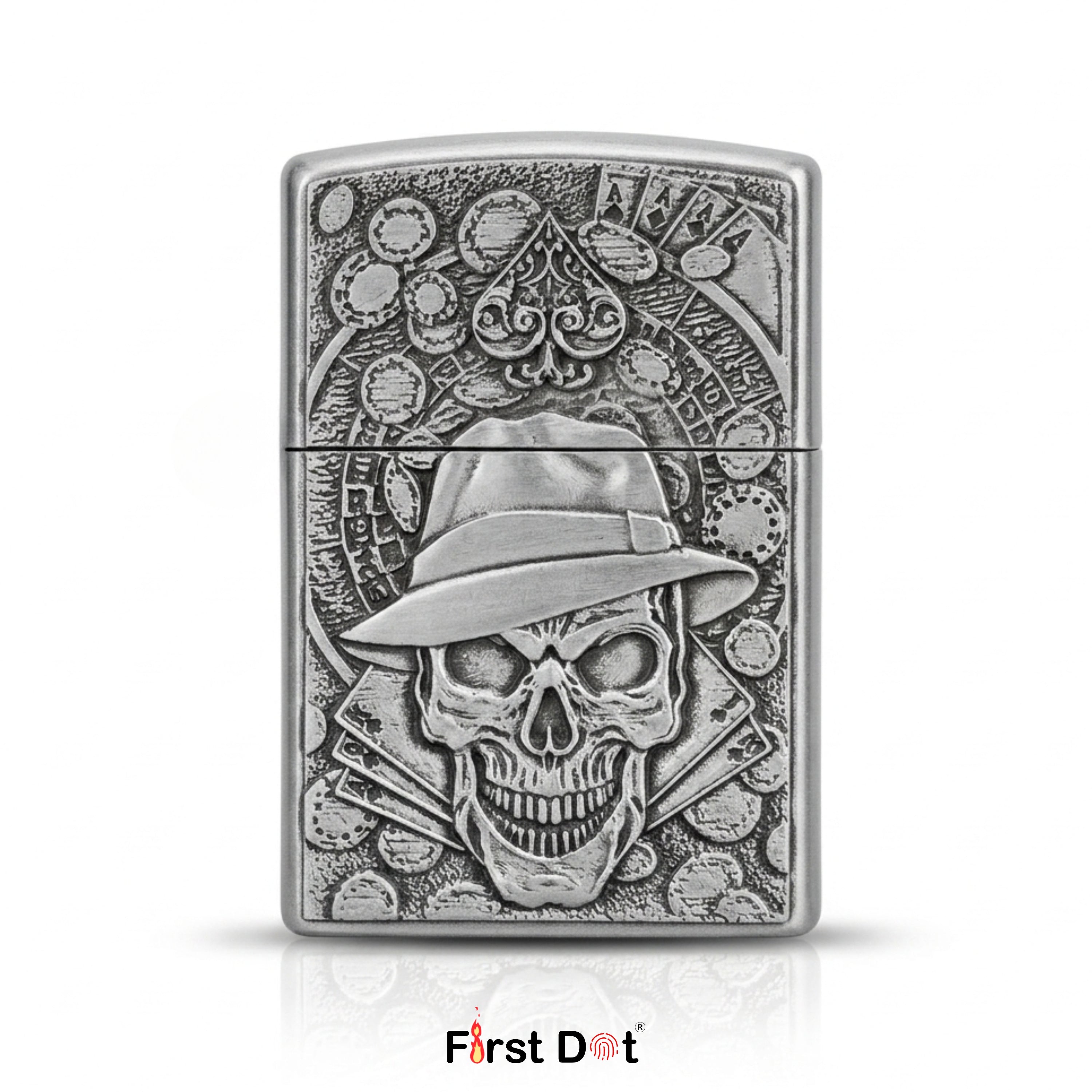 First Dot Gambling Skull Classic Windproof Lighter
