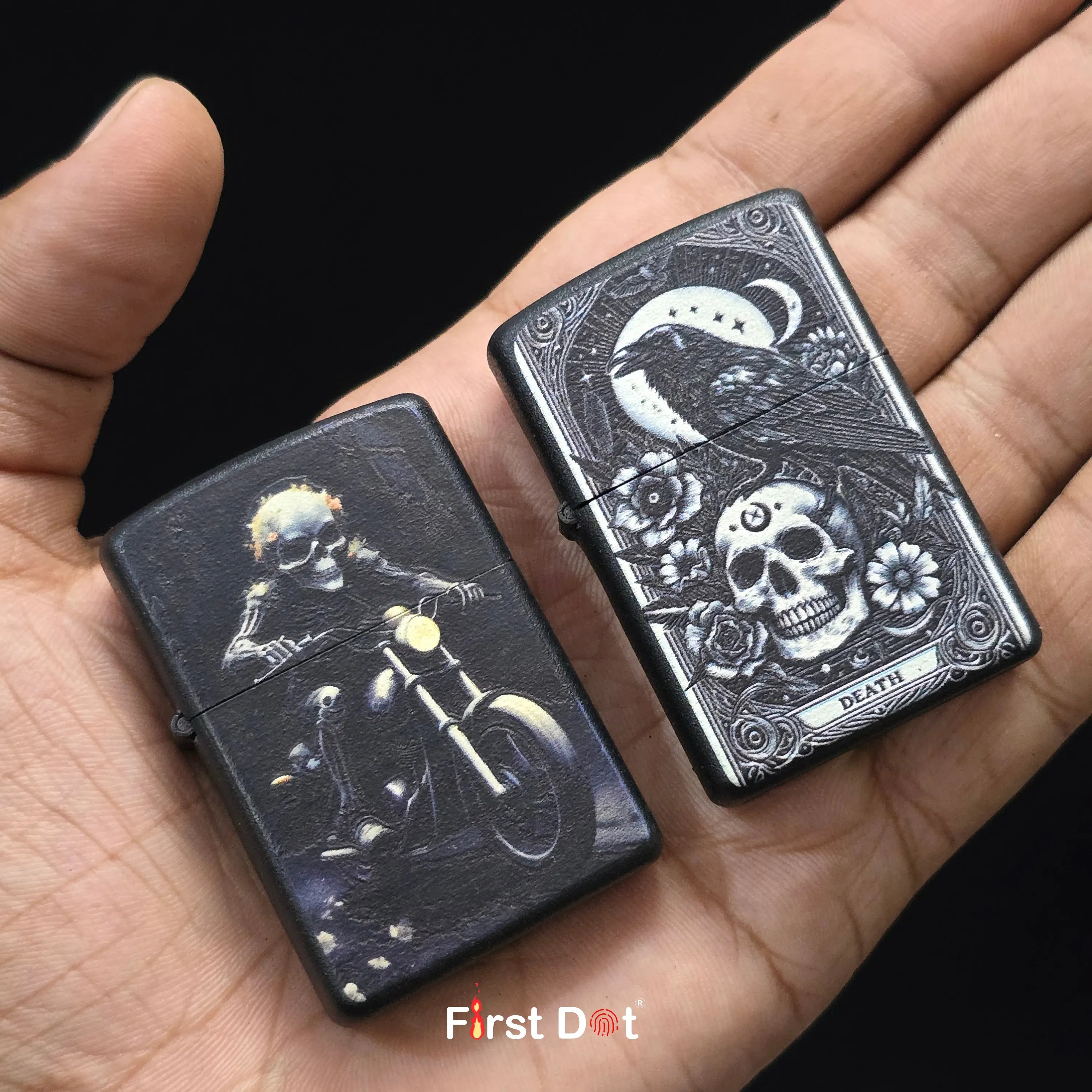 First Dot Gothic Grim Reaper & Raven Tarot Skull Lighters Pack of 2