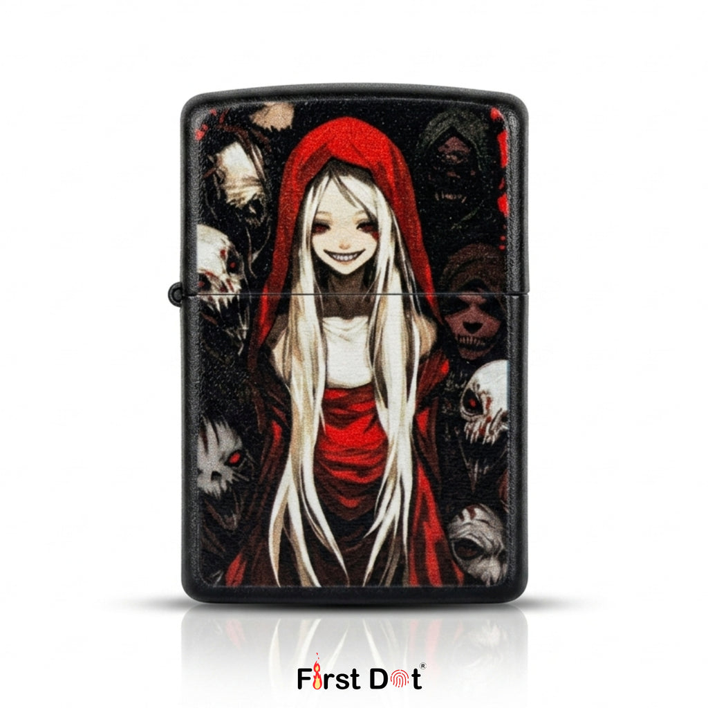 First Dot Gothic Red Hood Windproof Cigarette Lighter