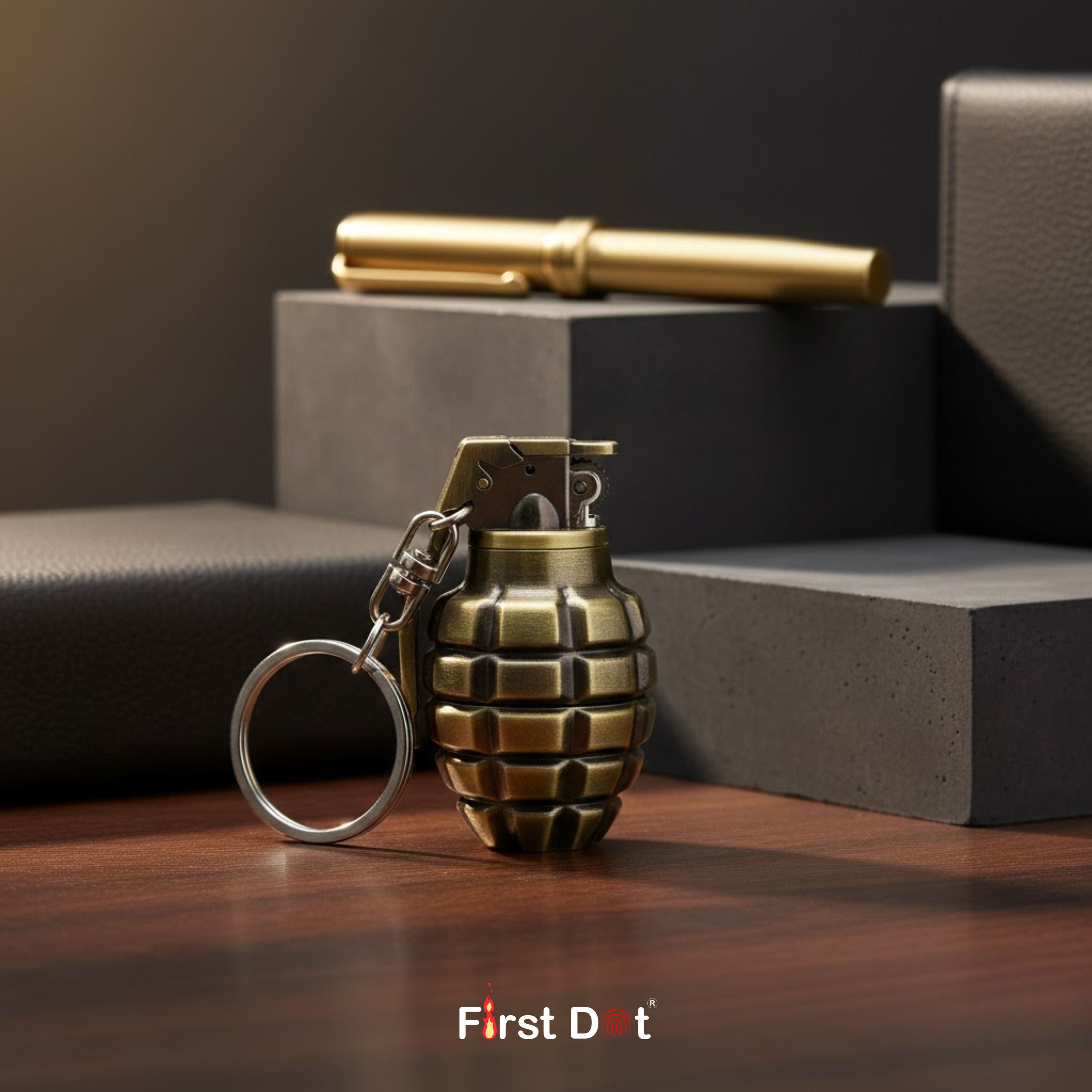 Grenade-Style Keychain Cigarette Lighter