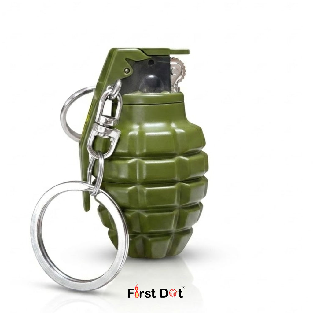 First Dot Grenade Green Keychain Lighter