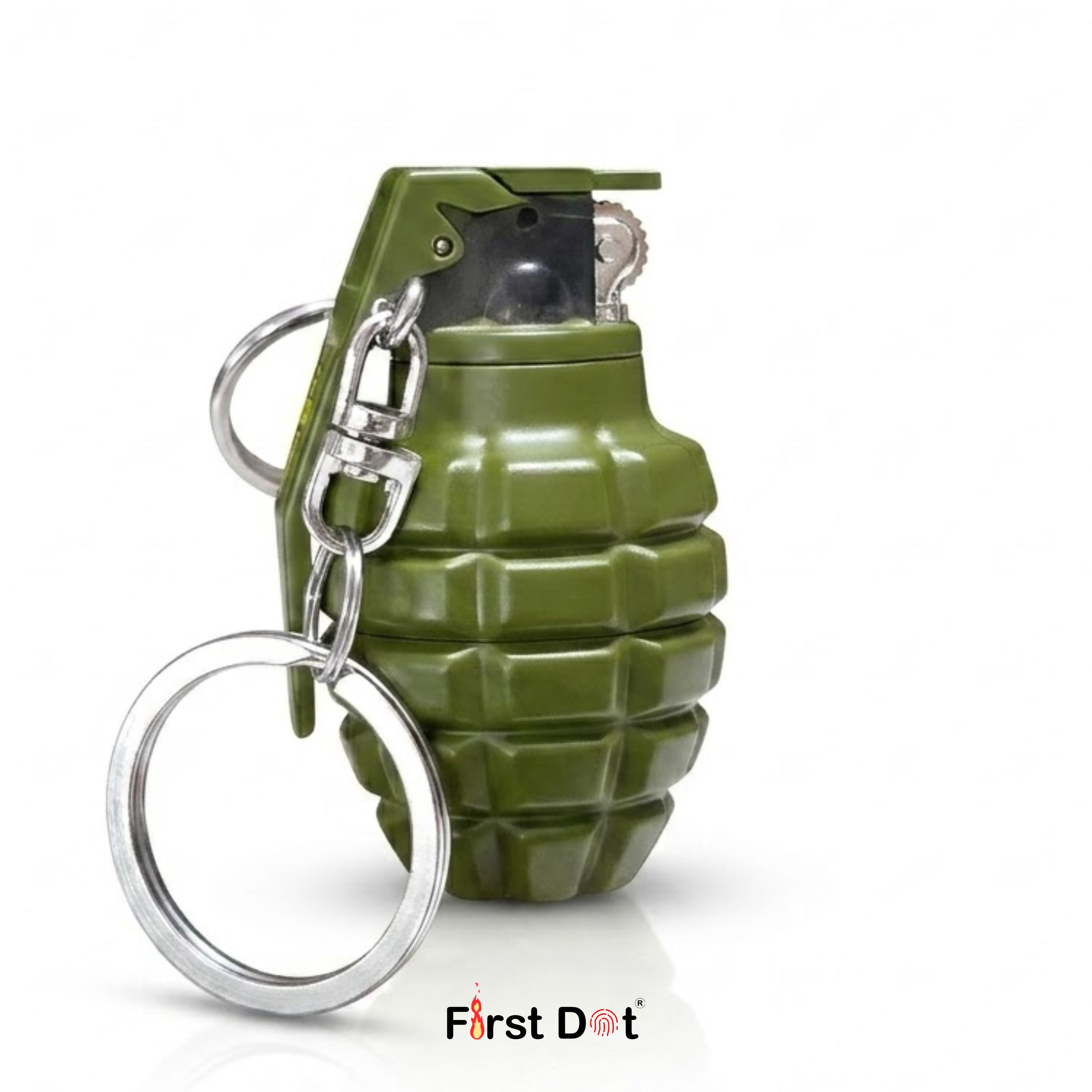 First Dot Grenade Green Keychain Lighter