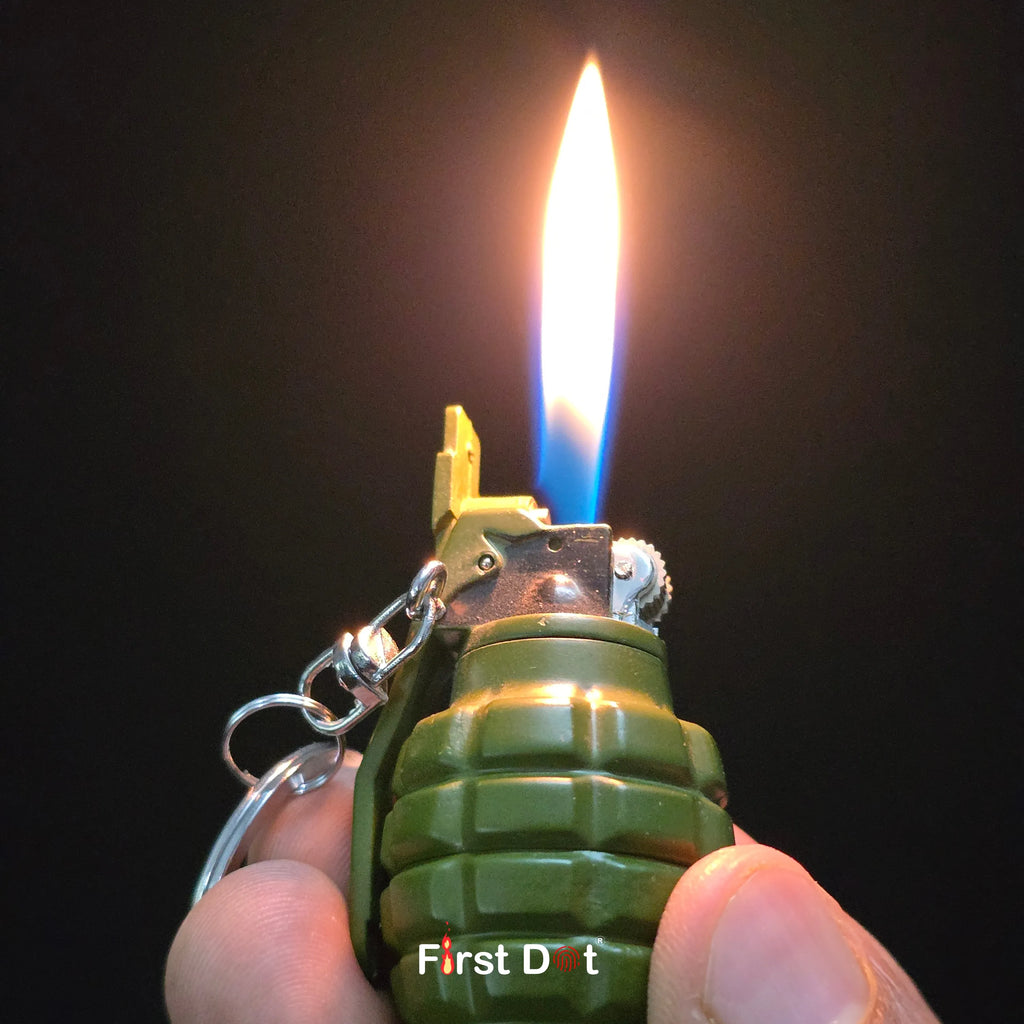 First Dot Grenade Green Keychain Lighter