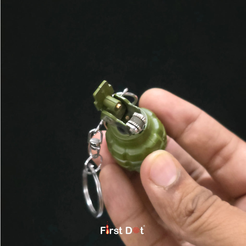 First Dot Grenade Green Keychain Lighter