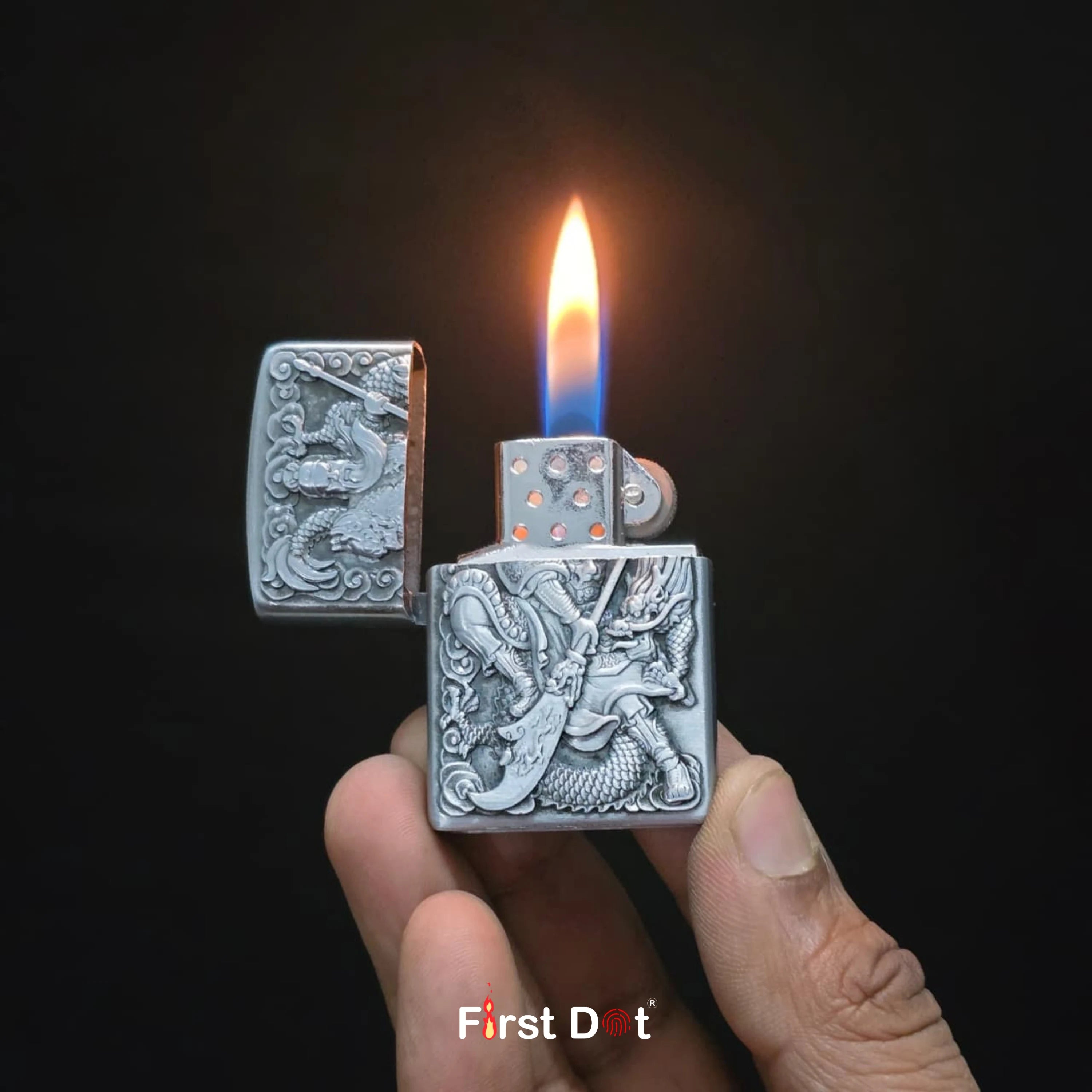 Guan Yu Engraved Warrior Cigarette Lighter