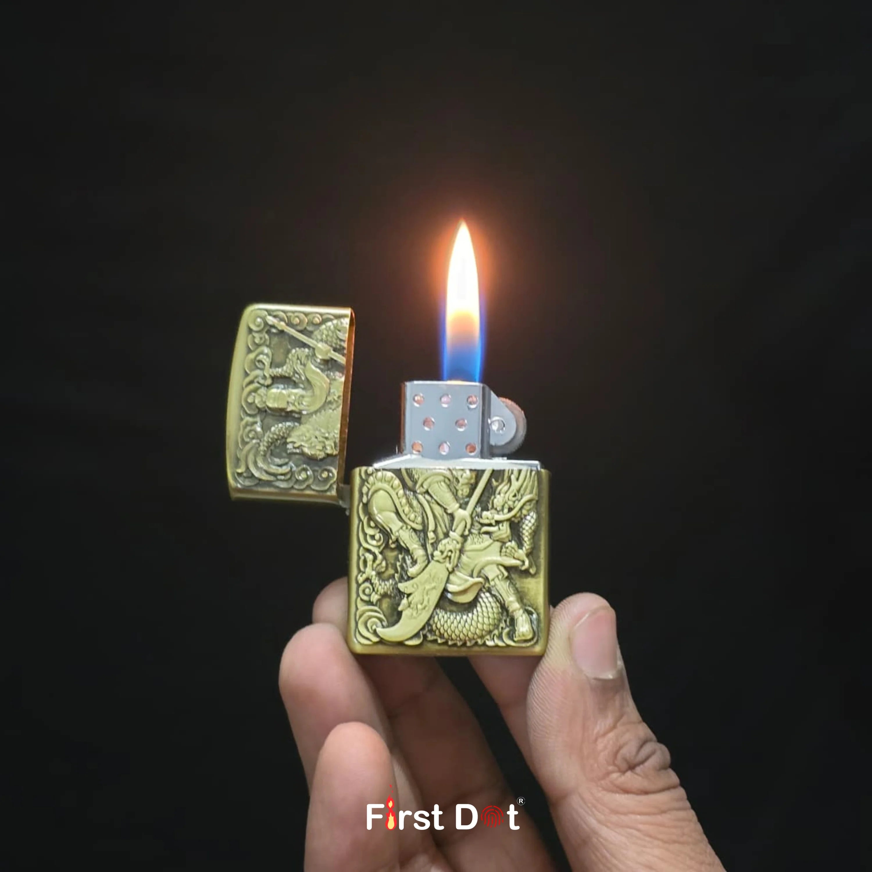 Guan Yu Engraved Warrior Cigarette Lighter