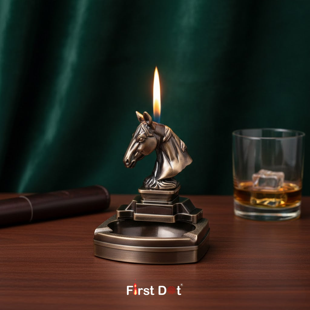 Horse Head Ashtray + Smoking Lighter