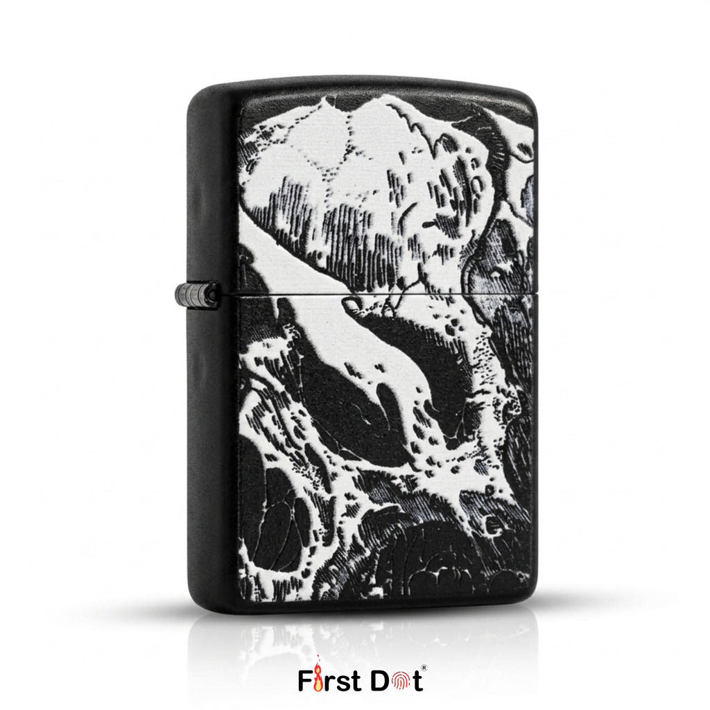 First Dot Ink-Art Skull Windproof Cigarette Lighter
