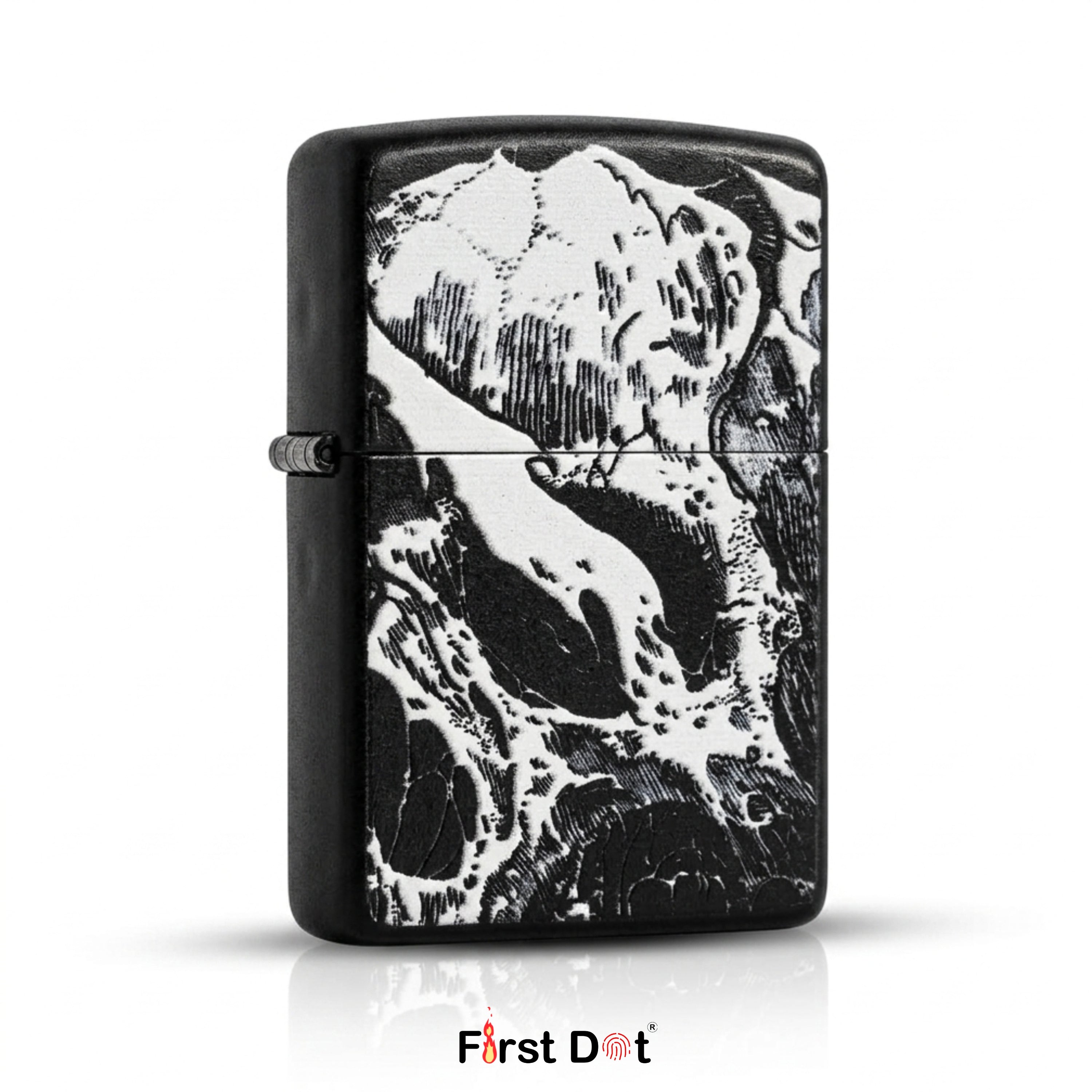 First Dot Ink-Art Skull Windproof Cigarette Lighter